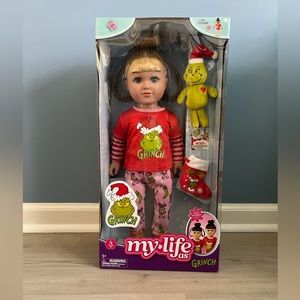 My Life As Poseable Grinch Sleepover 18 inch Doll, Blonde Hair, Blue Eyes